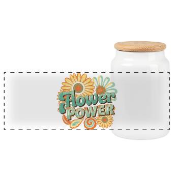 Flower Power Retrogo - Panoramic Cookie Jar with Wooden Lid - white - Front
