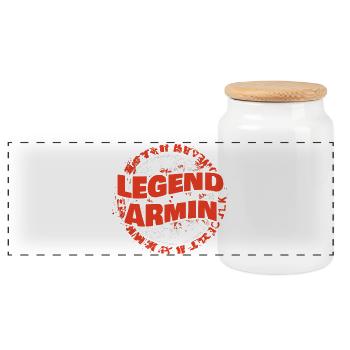 First name Armin - Panoramic Cookie Jar with Wooden Lid - white - Front