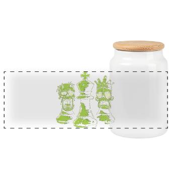 Chess Zombie Figures Design for Men Gift - Panoramic Cookie Jar with Wooden Lid - white - Front
