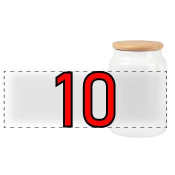 10. 10 YEARS. 10th ANNIVERSARY. 10 YEAR ANNIVERSARY. - Panoramic Cookie Jar with Wooden Lid - white - Front