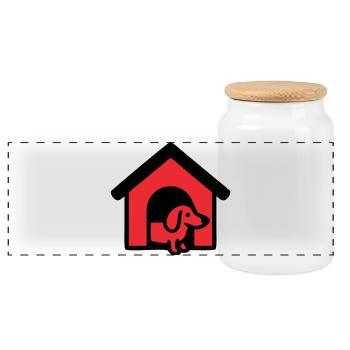 Dachshund Doghouse House Icon - Panoramic Cookie Jar with Wooden Lid - white - Front