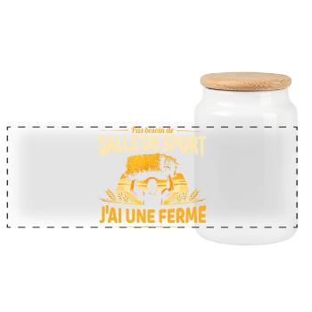 Pas besoin d’aller au sport j’ai une ferme - Boîte à biscuits avec couvercle en bois - blanc - Devant