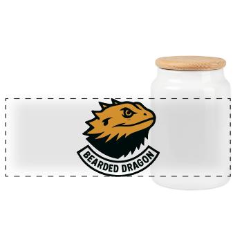 Bearded Dragon Minimalist Sport Style - Panoramic Cookie Jar with Wooden Lid - white - Front