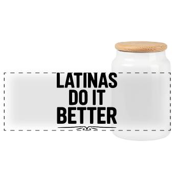Les Latinas font mieux - Boîte à biscuits avec couvercle en bois - blanc - Devant