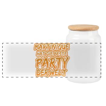 Martinique Party Der Welt - Panorama Keksdose mit Holzdeckel - Weiß - Vorne