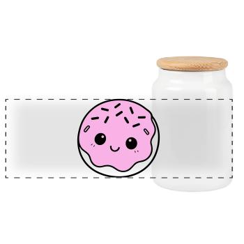 Donut Cute - Panorama Keksdose mit Holzdeckel - Weiß - Vorne