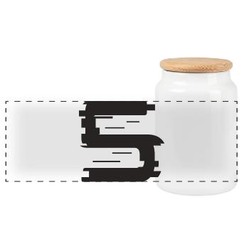 5 - Panoramic Cookie Jar with Wooden Lid - white - Front