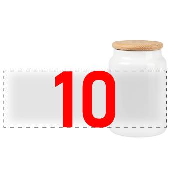 10. 10 YEARS. 10th ANNIVERSARY. 10 YEAR ANNIVERSARY. - Panoramic Cookie Jar with Wooden Lid - white - Front