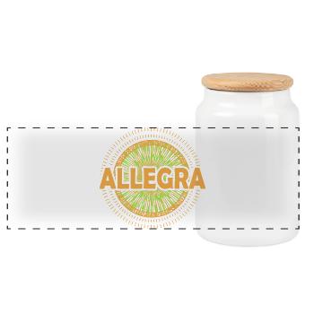AllegrA Sunburst Logo - Panoramic Cookie Jar with Wooden Lid - white - Front