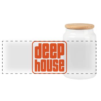 Deep House Retro Bold Logo - Panorama Keksdose mit Holzdeckel - Weiß - Vorne
