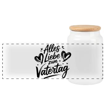 Papa Vater - Alles Liebe zum Vatertag - Panorama Keksdose mit Holzdeckel - Weiß - Vorne