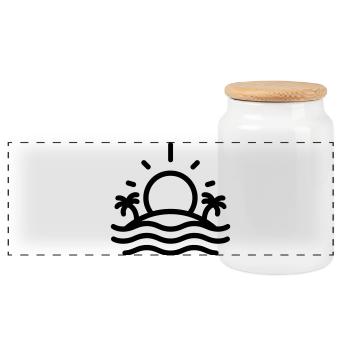 Sun beach - Panoramic Cookie Jar with Wooden Lid - white - Front