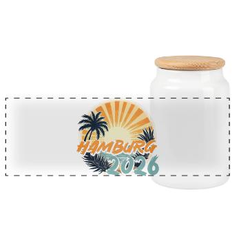 Hambourg 2026 - Boîte à biscuits avec couvercle en bois - blanc - Devant