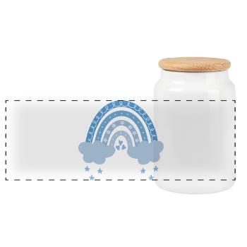 Arc-en-ciel avec des nuages - Boîte à biscuits avec couvercle en bois - blanc - Devant