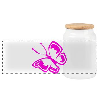 Butterfly - Panoramic Cookie Jar with Wooden Lid - white - Front