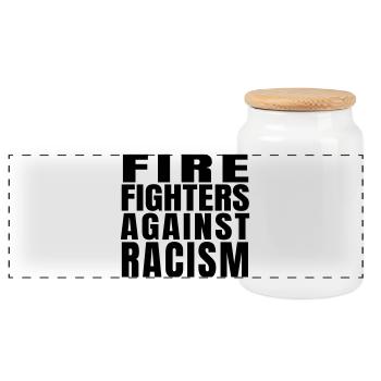 Firefighters Against Racism Block Black - Panorama Keksdose mit Holzdeckel - Weiß - Vorne