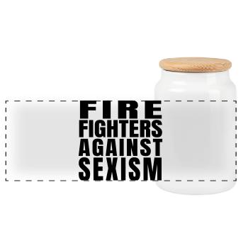 Firefighters Against Sexism Block Black - Panorama Keksdose mit Holzdeckel - Weiß - Vorne
