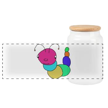 Worm Caterpillar Kids Baby Caterpillars - Panoramic Cookie Jar with Wooden Lid - white - Front