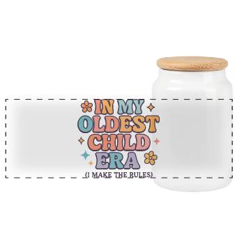 L’humour de la famille fille à l’ère de mon aîné - Boîte à biscuits avec couvercle en bois - blanc - Devant