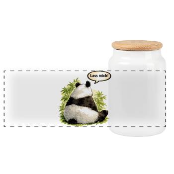 Panda „Lass mich!“ – Schmollender Girlfriend Mood - Panorama Keksdose mit Holzdeckel - Weiß - Vorne