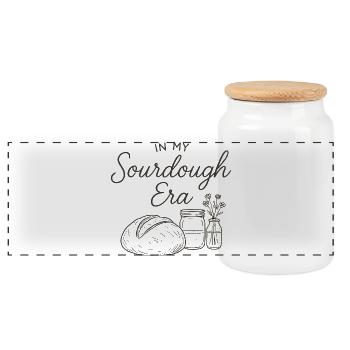 Backen Bäckerin Sauerteig In My Sourdough Era - Panorama Keksdose mit Holzdeckel - Weiß - Vorne