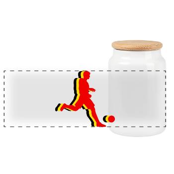 Fussball Belgien Fan Belgium Soccer - Panoramic Cookie Jar with Wooden Lid - white - Front