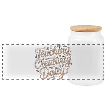 Designer Educator Teaching Creativity Art Educator - Panoramic Cookie Jar with Wooden Lid - white - Front