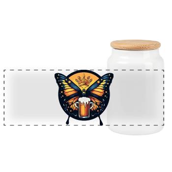 Schmetterling Bier Lustig - Panorama Keksdose mit Holzdeckel - Weiß - Vorne