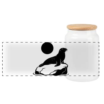 Phoque - Boîte à biscuits avec couvercle en bois - blanc - Devant
