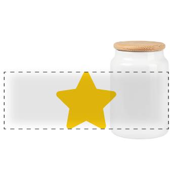 Yellow Star Accent: Simple Star - Panoramic Cookie Jar with Wooden Lid - white - Front