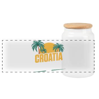Croatia Party Crew - Panorama Keksdose mit Holzdeckel - Weiß - Vorne