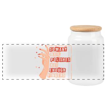 Nail Designer Nail Designer Cosmetics Nail Salon - Panoramic Cookie Jar with Wooden Lid - white - Front