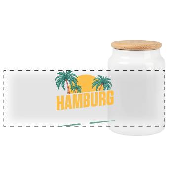 Hamburg Party Crew - Panorama Keksdose mit Holzdeckel - Weiß - Vorne