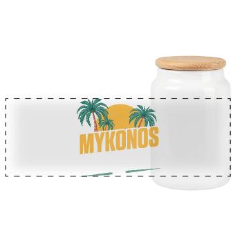 Mykonos Party Crew - Panorama Keksdose mit Holzdeckel - Weiß - Vorne