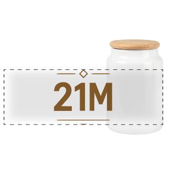 21M Bitcoin Limit Design Gold - Panoramic Cookie Jar with Wooden Lid - white - Front