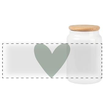 Vert Cœur Sauge - Boîte à biscuits avec couvercle en bois - blanc - Devant
