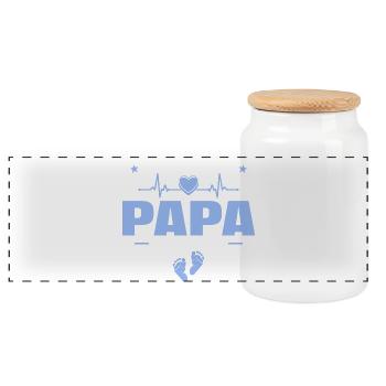 Ich werde Papa 2027 - Schwangerschaft Verkündung - Panorama Keksdose mit Holzdeckel - Weiß - Vorne