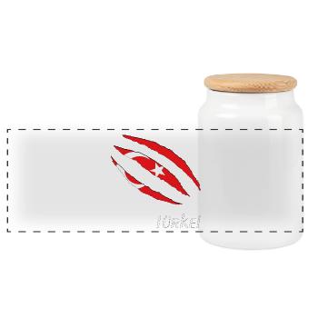 Türkei Flaggenklaue Design - Panorama Keksdose mit Holzdeckel - Weiß - Vorne