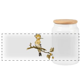 Oiseau coloré - Boîte à biscuits avec couvercle en bois - blanc - Devant