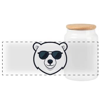 Ourson polaire lunettes noires - Boîte à biscuits avec couvercle en bois - blanc - Devant