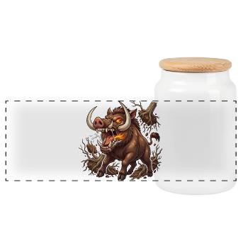 Sanglier de Tempête de Feu - Boîte à biscuits avec couvercle en bois - blanc - Devant