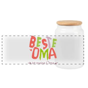 beste Oma - Panorama Keksdose mit Holzdeckel - Weiß - Vorne