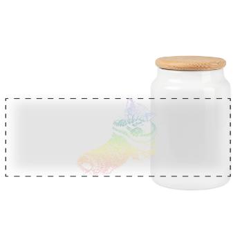 kitten - Panoramic Cookie Jar with Wooden Lid - white - Front