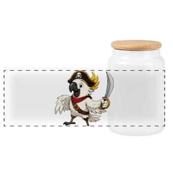 Aventure pirate du Capitaine Perroquet - Boîte à biscuits avec couvercle en bois - blanc - Devant