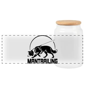 Border Collie Mantrailing Hundesport Hund Wilsigns - Panorama Keksdose mit Holzdeckel - Weiß - Vorne
