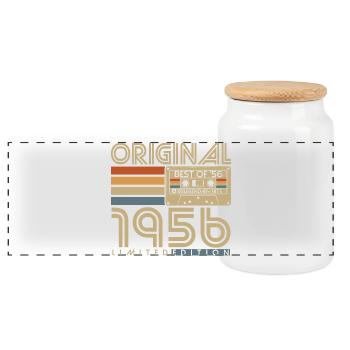 1956 Jahrgang Geburtstag Vintage Retro Geschenk - Panorama Keksdose mit Holzdeckel - Weiß - Vorne