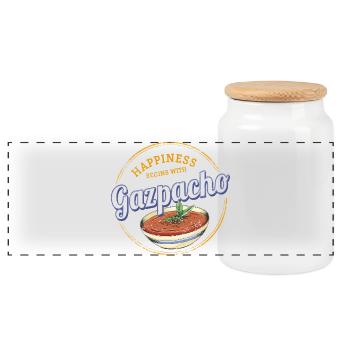 Gazpacho Suppe Retro Koch Vintage Gourmet Spanien - Panorama Keksdose mit Holzdeckel - Weiß - Vorne