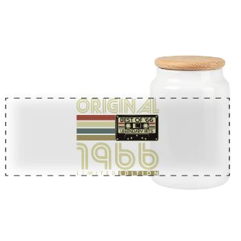 1966 Vintage Anniversaire Vintage Rétro Cadeau - Boîte à biscuits avec couvercle en bois - blanc - Devant
