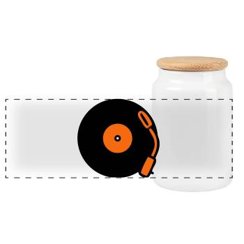 Disques vinyles vinyles vinyles - Boîte à biscuits avec couvercle en bois - blanc - Devant