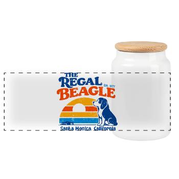 Le Regal Beagle Est 1977 Santa Monica, Californie - Boîte à biscuits avec couvercle en bois - blanc - Devant